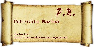 Petrovits Maxima névjegykártya